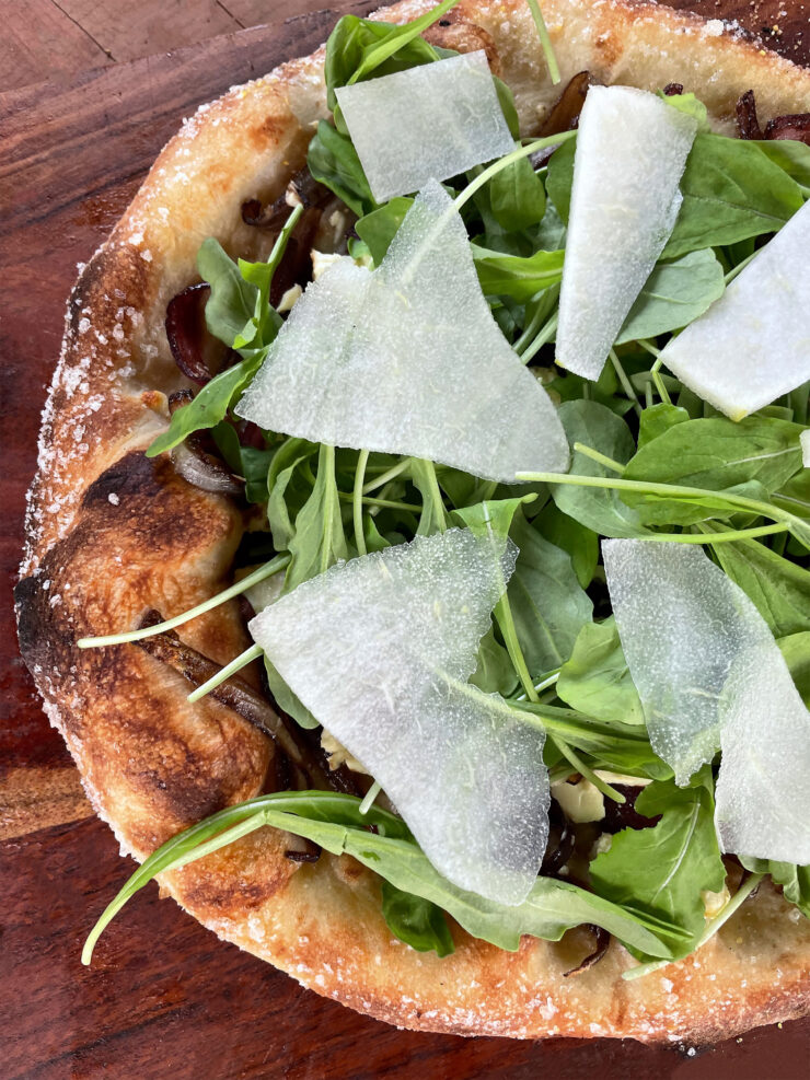 Balsamic Onion, Pear, and Rocket Pizza