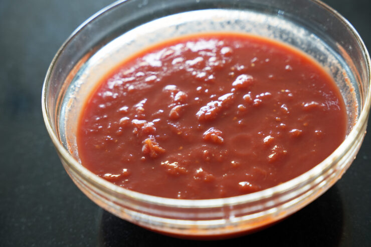 Basic pizza sauce using San Marzano canned tomatoes and kosher salt