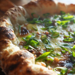 Pork and Fennel Sausage, Whipped Cream & Green Onion Pizza