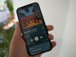 Phone showing Spotify playing Hey Boy Hey Girl by The Chemical Brothers